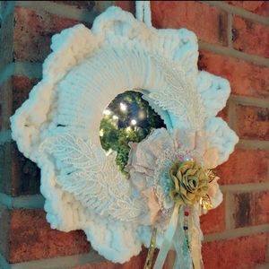 Crochet Shabby Chic Romantic Wall Wreath Mirror Décor